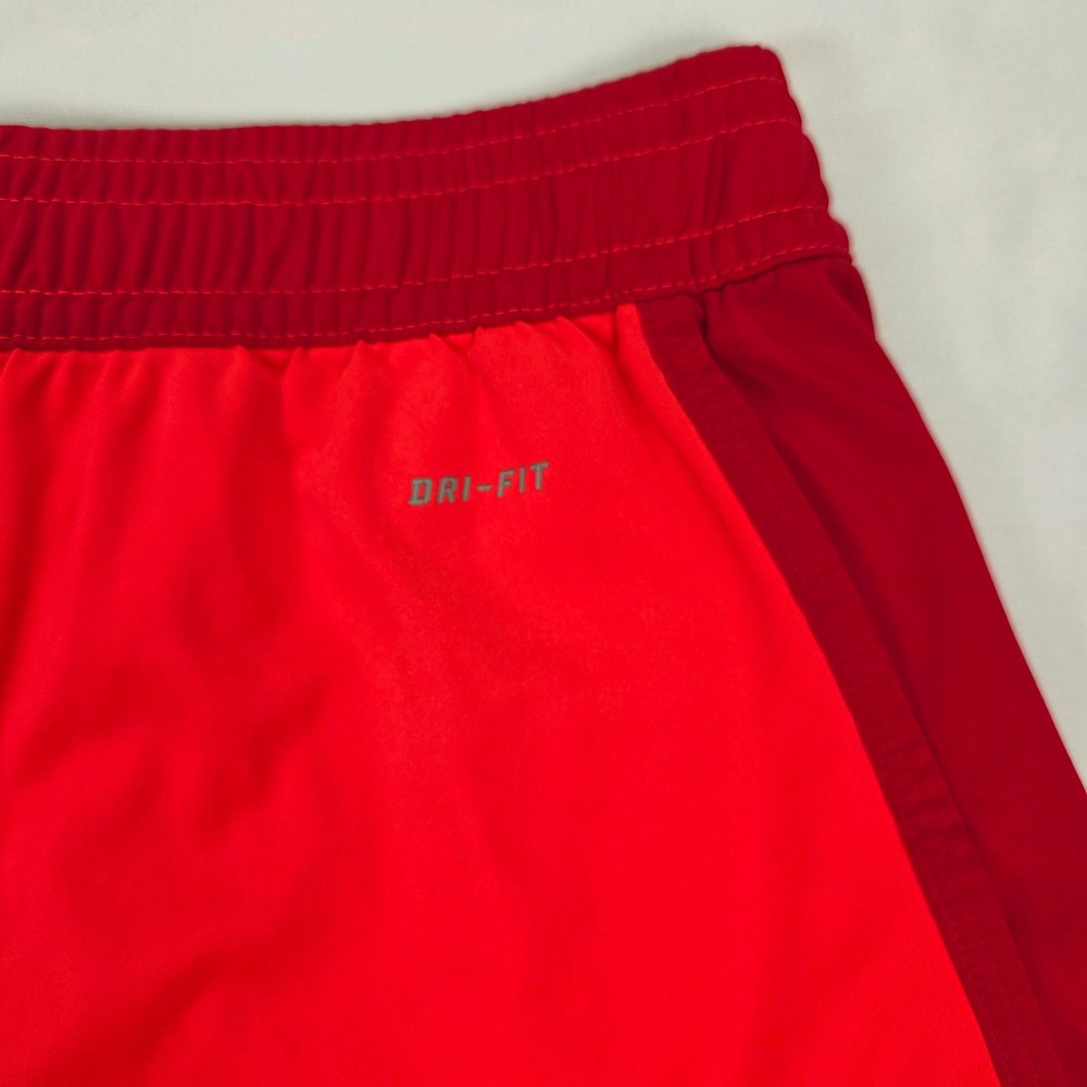 Nike Dri-FIT Womens Running Shorts Red Two Tone Athletic Shorts Size L - Picture 6 of 6